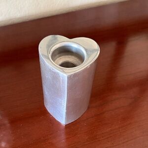 Silver Heart-Shaped Metal Candle Holder